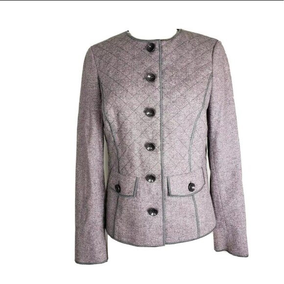 Worth New York Wool Blend Quilted Military Style Blazer Jacket Size 4 - Picture 1 of 8